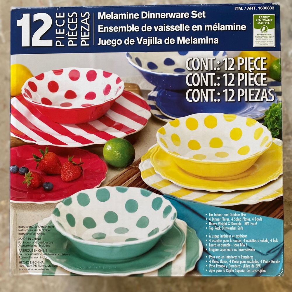 12 Piece Melamine Dinner Set